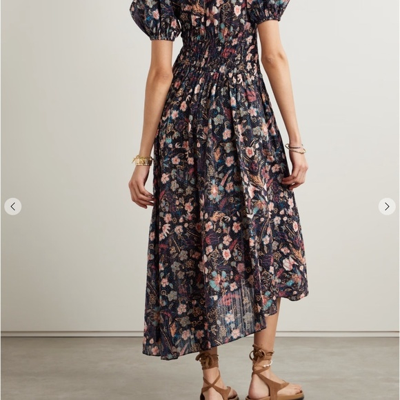 Ulla Johnson [ 2] Eden Floral Puff Sleeve Cotton Blend Midi Dress Q901 - Picture 3 of 6